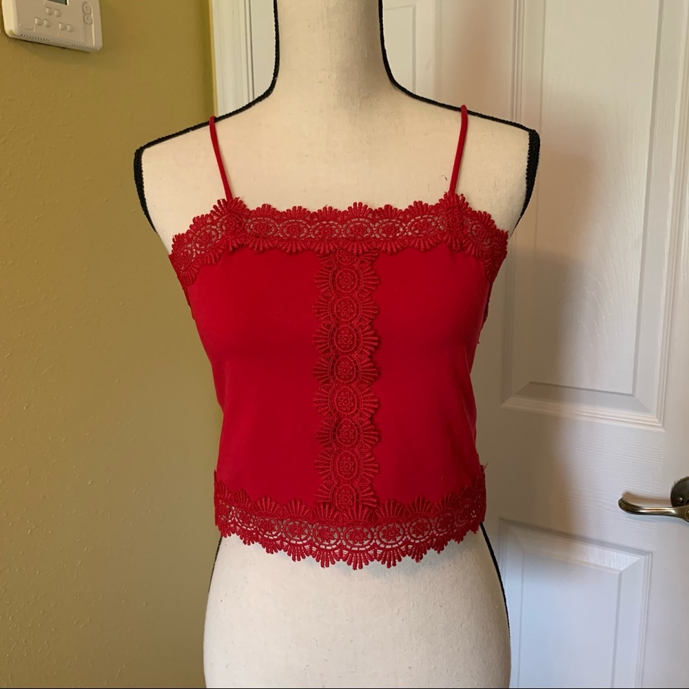 Red Laced Crop Top